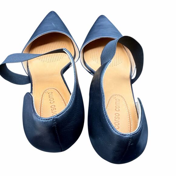 Corso Como Black Leather Kitten Heels Crisscross Strap Pumps 11M - Picture 12 of 12